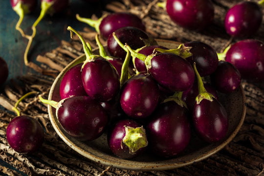 تصویر 1 از بادمجان ریز یک دست ارگانیک با پوست نازک و طعم ملایم